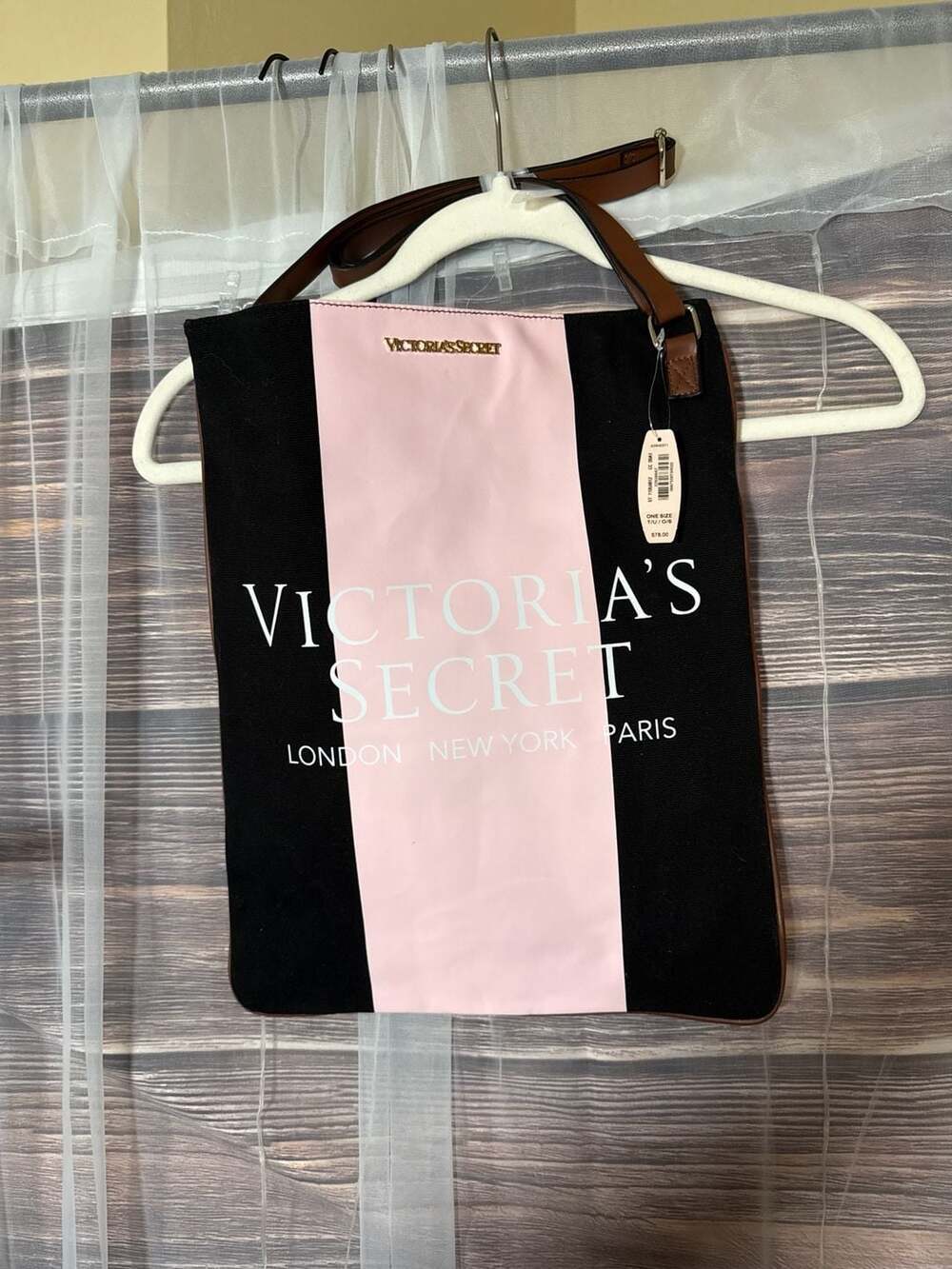 Victoria's Secret London New York Paris Canvas Crossbody Tote Colorblock